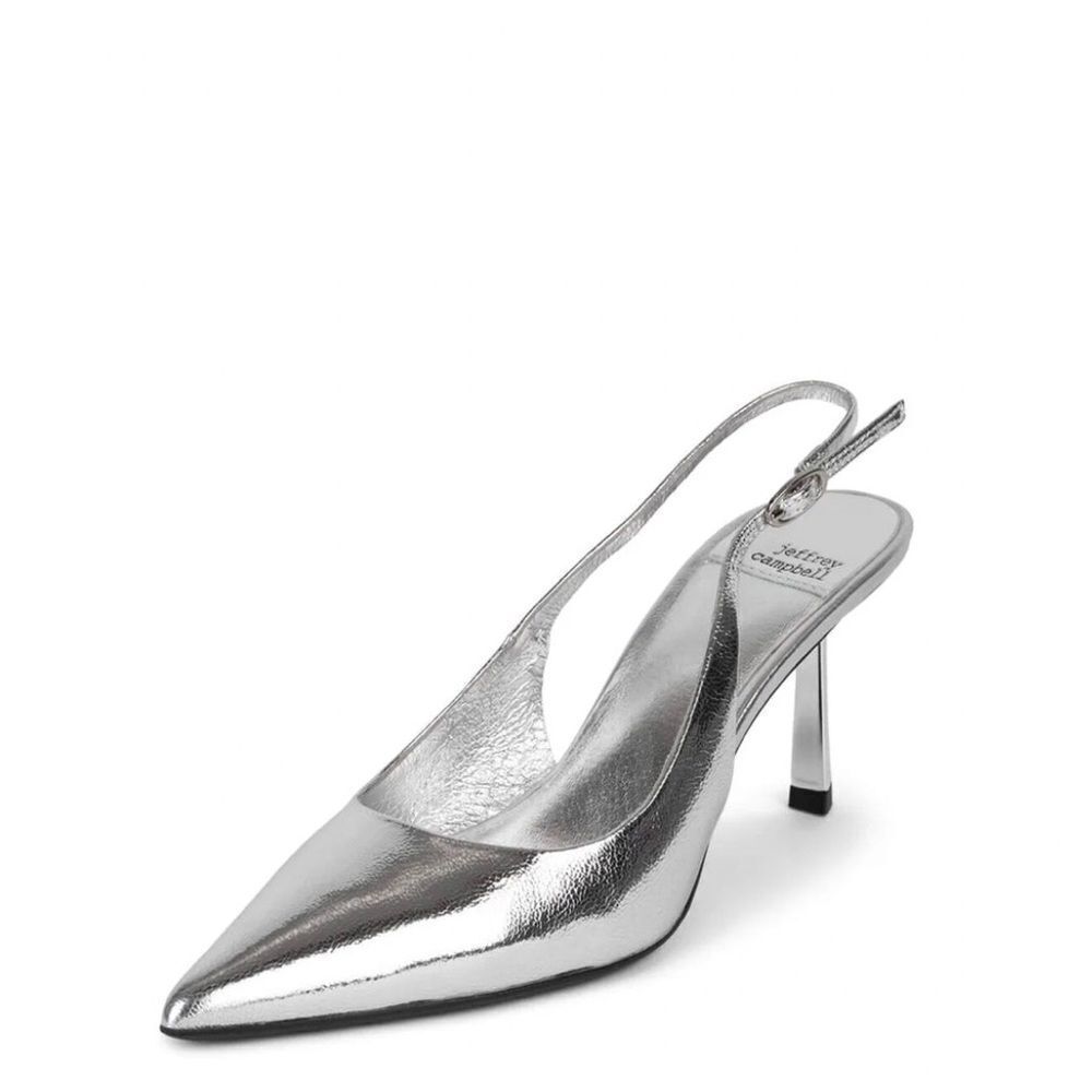 Womens Jeffrey Campbell Persona Slingback Pump Silver Pointy Kitten Heel New 8